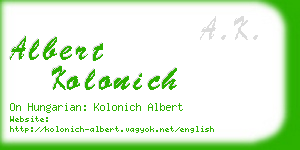 albert kolonich business card